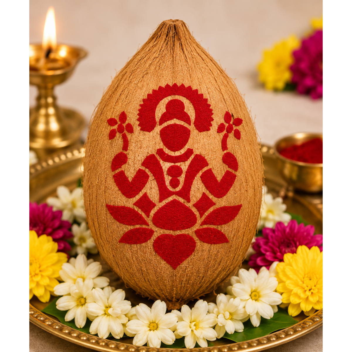 Lakshmi Maa Coconut Decoration Stencil - Unikraf