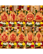 Combo P_10_01 | Traditional Pooja Coconut Decoration Stencil Set | Reusable Velvet Stencils for Festivals & Religious Ceremonies | Assorted Divine Designs | Pack of 10