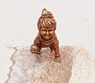 Brownish-Orange Copper Idols India, 1.3 Inches, Handmade Bala Krishna 37G, Patina Antique Finish, Pack Of 1 Piece