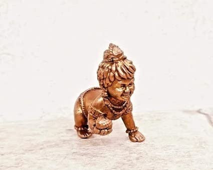 Brownish-Orange Copper Idols India, 1.3 Inches, Handmade Bala Krishna 37G, Patina Antique Finish, Pack Of 1 Piece