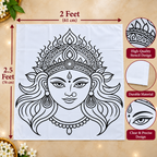 Devi Face Flex_ 2.5 Feet × 2 Feet _ Rangoli Stencil – Goddess Face Design for Pooja, Temple & Festival Decorations | 2.5 Feet × 2 Feet