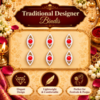 Divine Drishti Eye Designer Bindi Set of 6 Stickers  | Traditional White & Red Protective Bindis for Pooja & Festivals