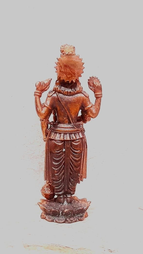 Brown Copper Idols Of God Guruvayurappan, 10.5 Cm, 198G Handmade Pack Of 1 Piece
