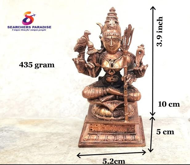 Brownish-Orange Copper Idolsby Unikraf , 10Cm, Handmade Kamakshi 435Grams, Patina Antique Finish, Pack Of 1 Piece