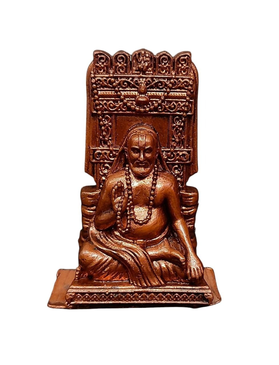 Brownish-Orange Copper Idols India, 1.3 Inches, Handmade Sri Raghavendra Swamy, 43G, Patina Antique Finish, Pack Of 1 Piece