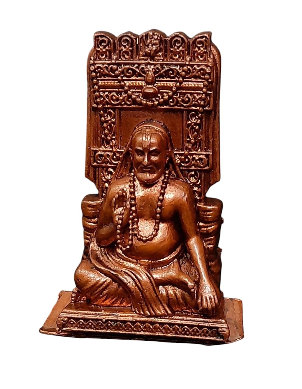 Brownish-Orange Copper Idols India, 1.3 Inches, Handmade Sri Raghavendra Swamy, 43G, Patina Antique Finish, Pack Of 1 Piece