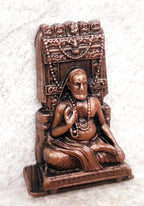 Brownish-Orange Copper Idols India, 1.3 Inches, Handmade Sri Raghavendra Swamy, 43G, Patina Antique Finish, Pack Of 1 Piece