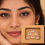 Premium Shiv Tilak Designer Bindi Set – White & Red Traditional Bindis - 6 Bindis Sticker