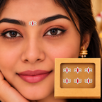 Traditional Lotus Tilak Designer Bindi Set of 6 stickers | Premium White & Red Spiritual Bindis for Pooja & Festivals