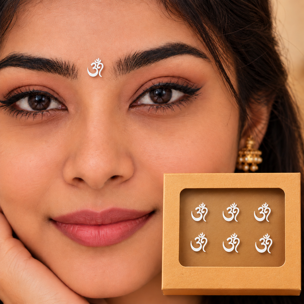Divine Om Designer Bindi Set of 6 Bindi Stickers  | Sacred Spiritual Bindis for Pooja, Festivals & Daily Wear