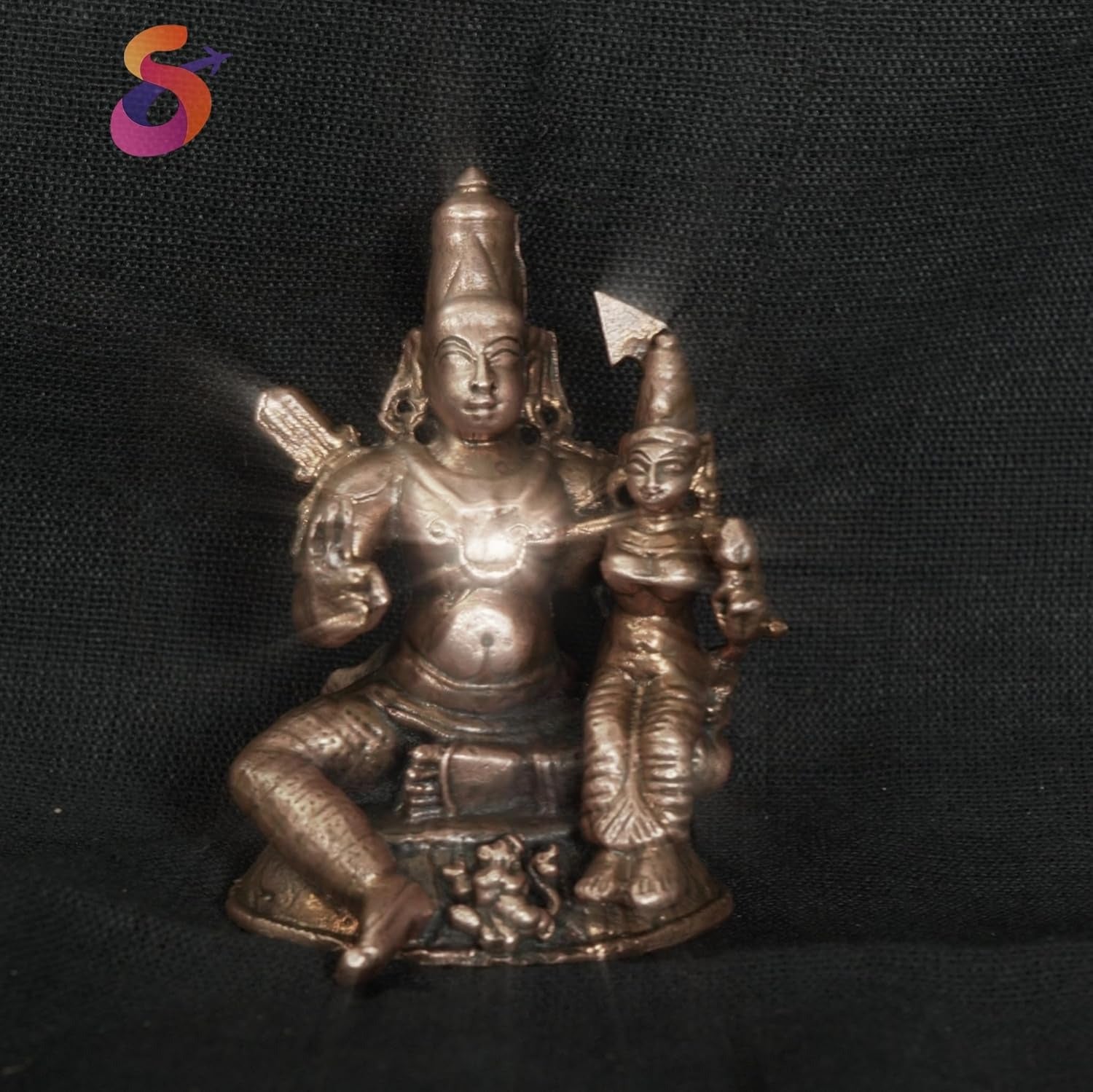 Brown Copper God Idols Ram And Seeta I, 2.3 Inches, 160G, Patina Antique Finish, Pack Of 1 Piece