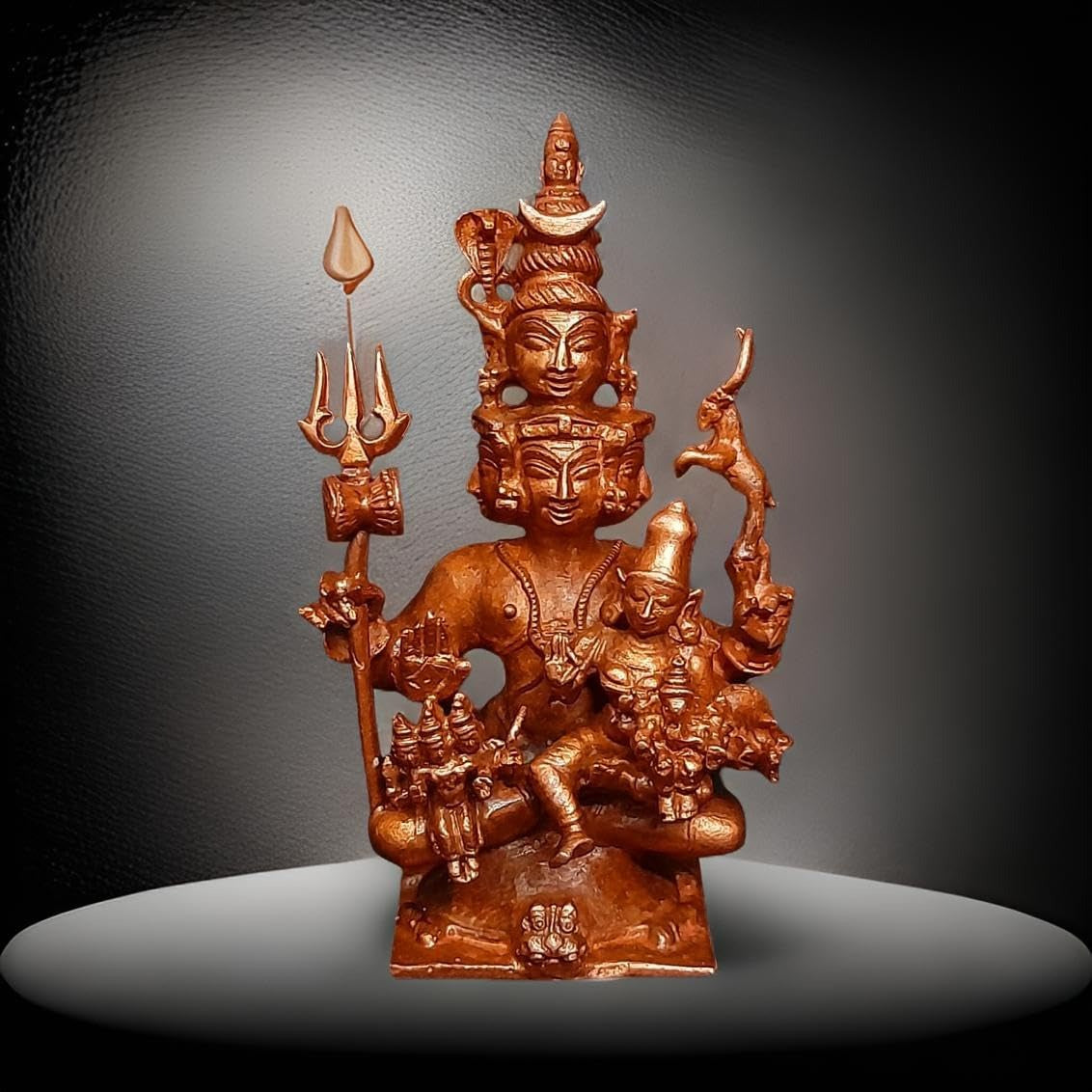 Brown Copper God Idols Panchamuka Shiva 4 Inches, 327G, Pack Of 1 Piece