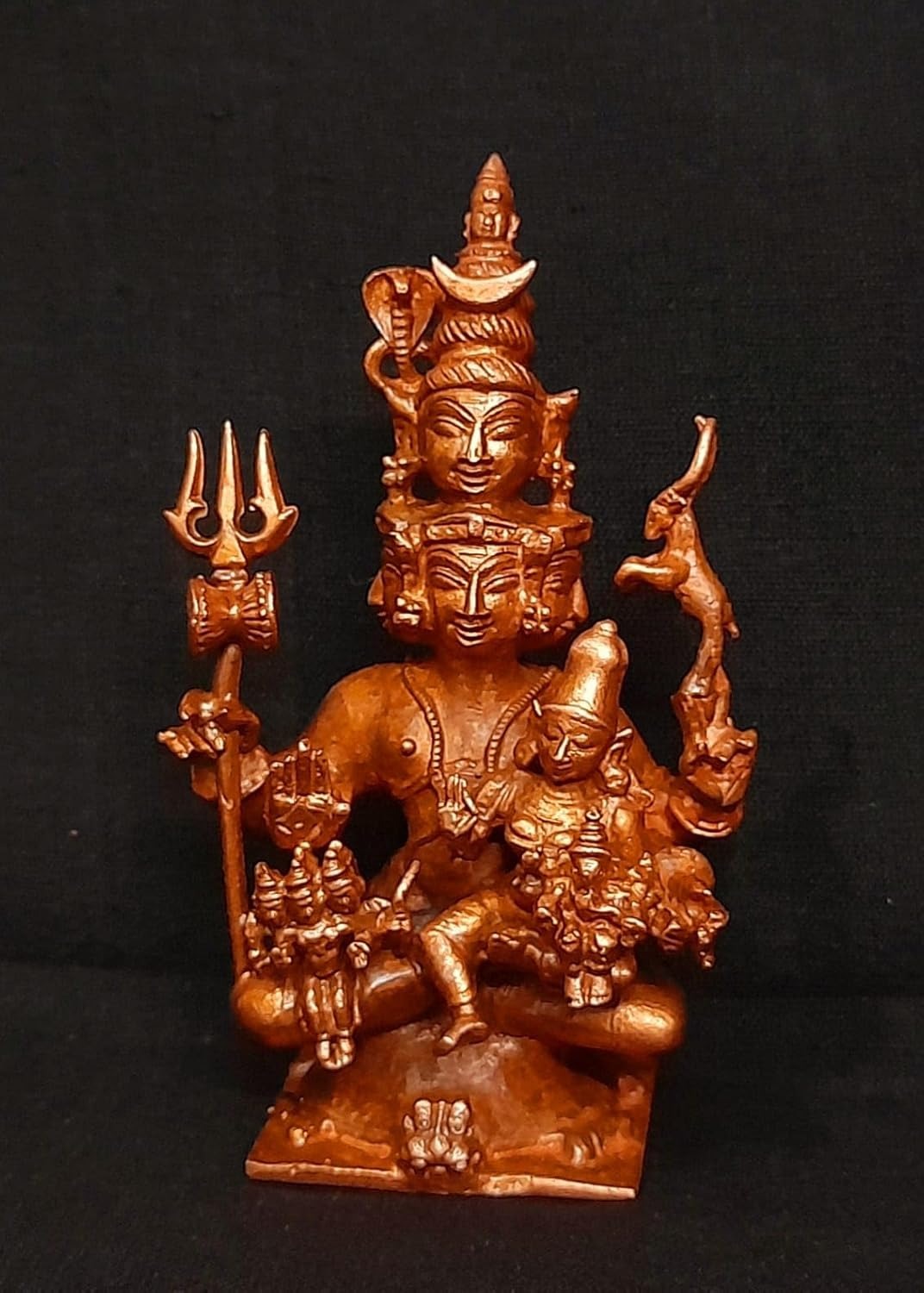 Brown Copper God Idols Panchamuka Shiva 4 Inches, 327G, Pack Of 1 Piece
