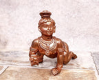 Sacred Bal Krishna Temple-Style Solid Copper Idol – 4.1 Inch | 860g | Antique Patina Finish