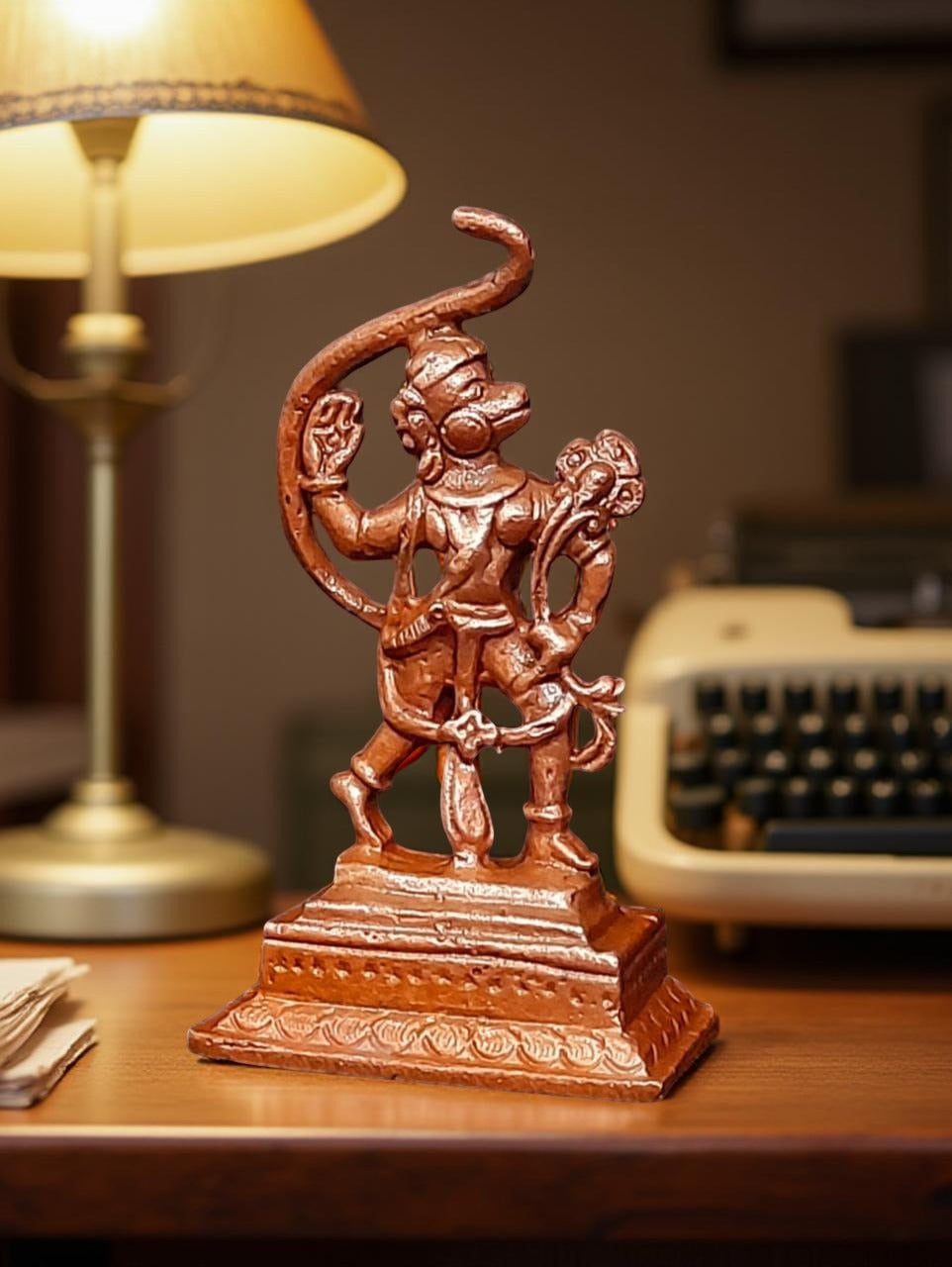 Copper Idols India, 2.1 Inches, Handmade Little Hanuman, 36Grams, Patina Antique Finish, Pack Of 1 Piece