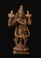 Sacred Copper Standing Venugopal Swamy Idol – 5.7 Inches, 700 Grams, Handmade Patina Antique Finish, Pack of 1 Piece
