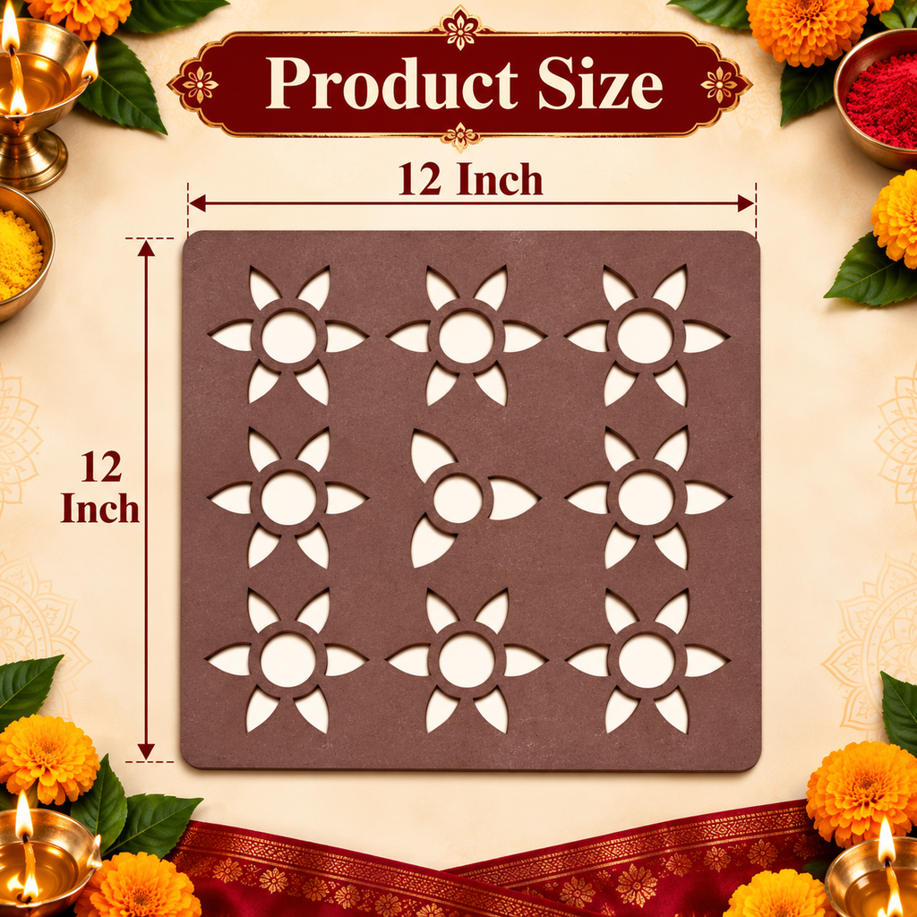 Vardhini Kalash MDF Rangoli Stencil | Traditional Kalash Kolam Design | Reusable Pooja & Festival Stencil