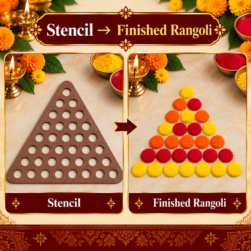 Matruka MDF Rangoli Stencil | Traditional Matruka Mandal Kolam Design | Reusable Pooja & Festival Stencil