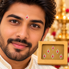 Divine Drishti Eye Designer Bindi Set of 6 Stickers  | Traditional White & Red Protective Bindis for Pooja & Festivals