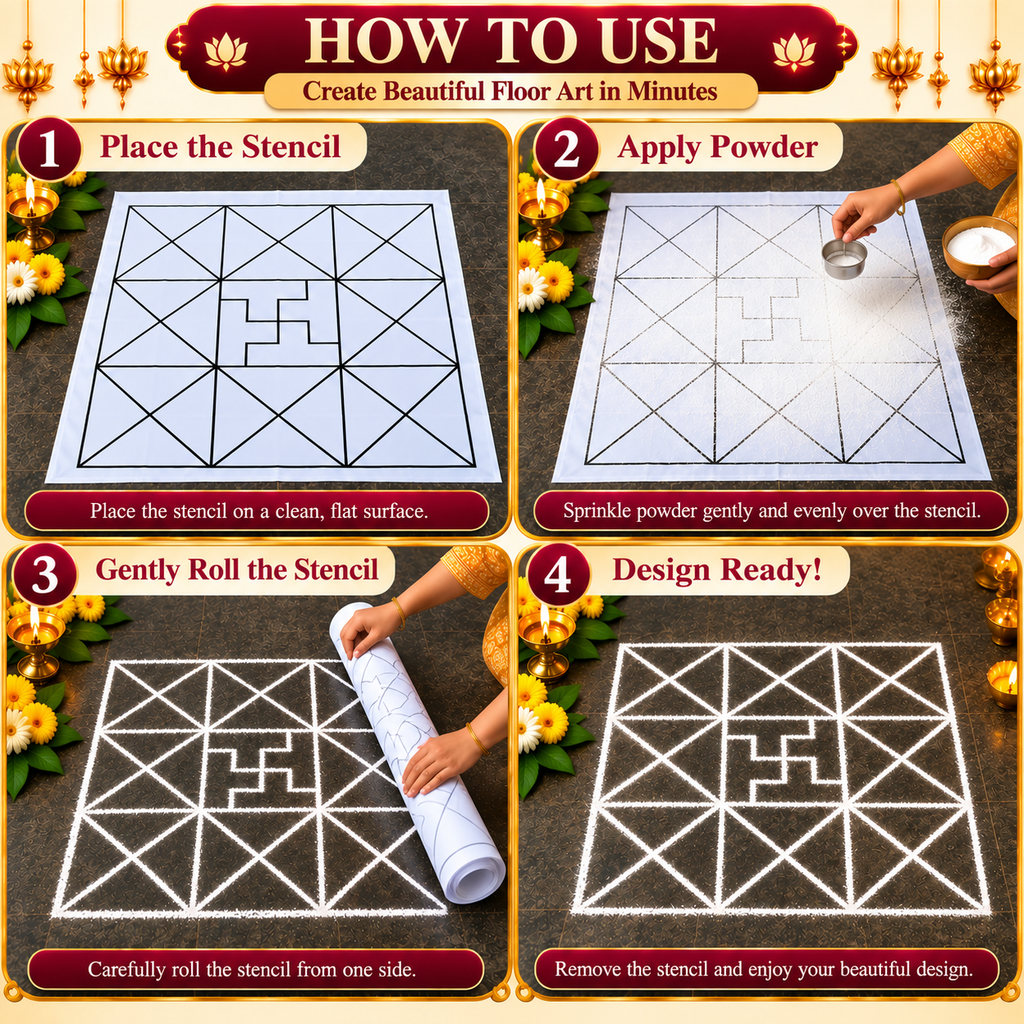 Traditional Navakam Design Flex Stencil _2 Feet _for Pooja & Temple Decorations | Unikraf