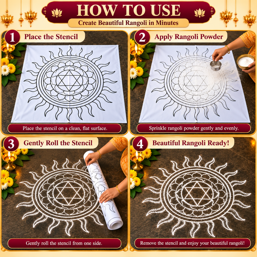 Sudarshanam 3.5 feet with Kiranam| Traditional Mandala Design | Reusable Temple & Pooja Decoration Template | Unikraf