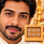 Traditional Lotus Tilak Designer Bindi Set of 6 stickers | Premium White & Red Spiritual Bindis for Pooja & Festivals