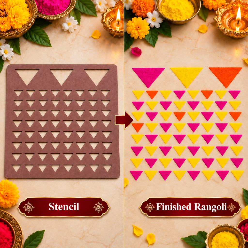 Vastu Mandal MDF Rangoli Stencil | Traditional Vastu Mandal Kolam Design | Reusable Pooja & Festival Stencil