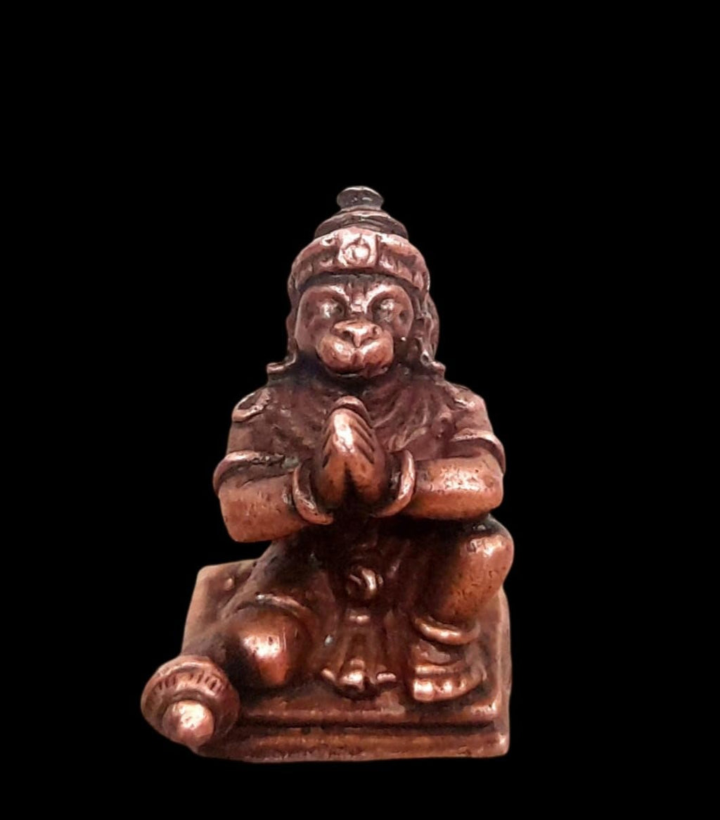 Sacred Copper Lord Hanuman Mini Idol – 0.8 Inches, 20 Grams, Handmade Antique Finish, Pack of 1 Piece