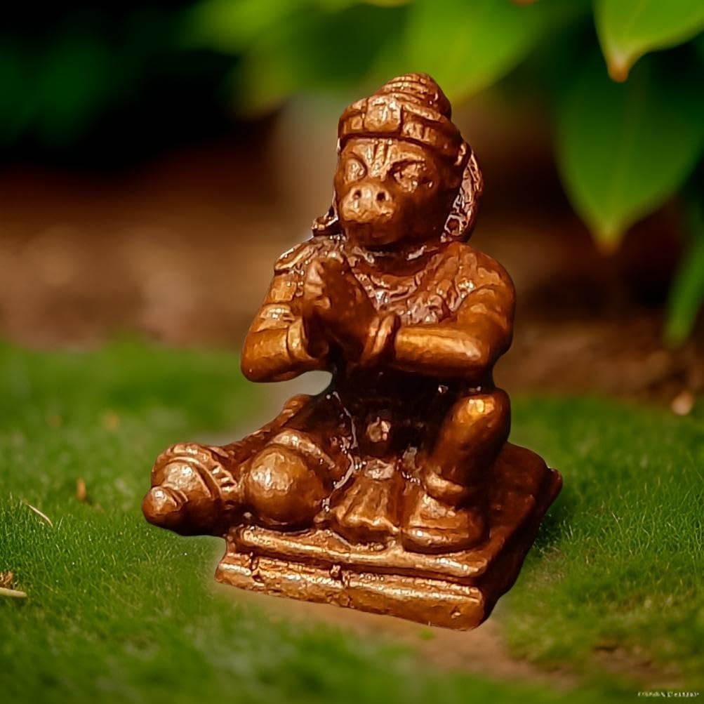 Sacred Copper Lord Hanuman Mini Idol – 0.8 Inches, 20 Grams, Handmade Antique Finish, Pack of 1 Piece