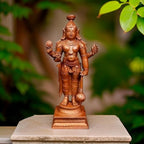 Sacred Copper Guruvayurappan Idol – 15.5 cm, 750 Grams, Handmade Antique Patina Finish, Pack of 1 Piece