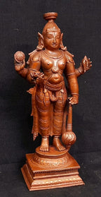 Sacred Copper Guruvayurappan Idol – 15.5 cm, 750 Grams, Handmade Antique Patina Finish, Pack of 1 Piece