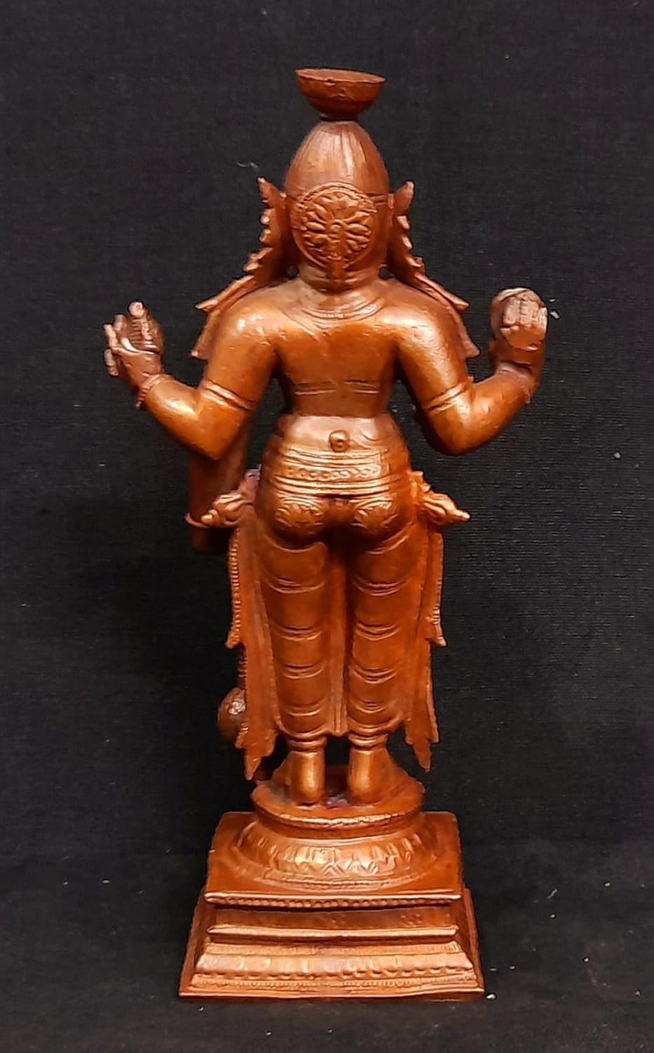Sacred Copper Guruvayurappan Idol – 15.5 cm, 750 Grams, Handmade Antique Patina Finish, Pack of 1 Piece
