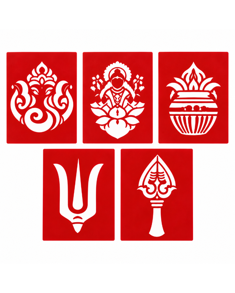 Combo 2 |Sacred Lakshmi , Ganesh Combo Set _ Coconut Decoration Stencil Design _ Pack of 5 _Unikraf