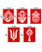 Combo 2 |Sacred Lakshmi , Ganesh Combo Set _ Coconut Decoration Stencil Design _ Pack of 5 _Unikraf