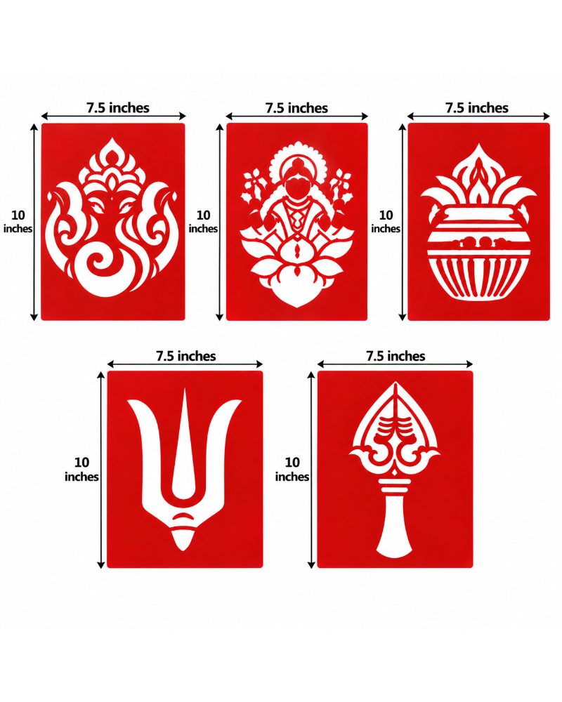 Combo 2 |Sacred Lakshmi , Ganesh Combo Set _ Coconut Decoration Stencil Design _ Pack of 5 _Unikraf