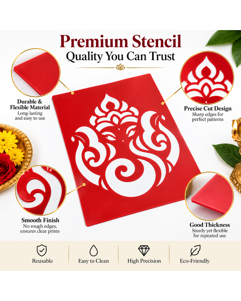 Combo 2 |Sacred Lakshmi , Ganesh Combo Set _ Coconut Decoration Stencil Design _ Pack of 5 _Unikraf
