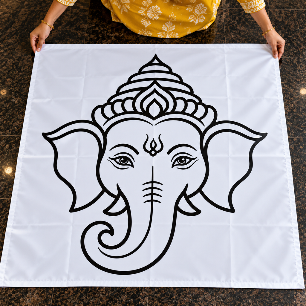 Divine Ganapati Face Flex Stencil | Reusable Temple & Pooja Decoration Template | Unikraf
