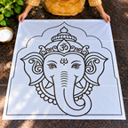 Sacred Guru Ganapati Face Flex Stencil – Reusable Rangoli & Kolam Design Stencil