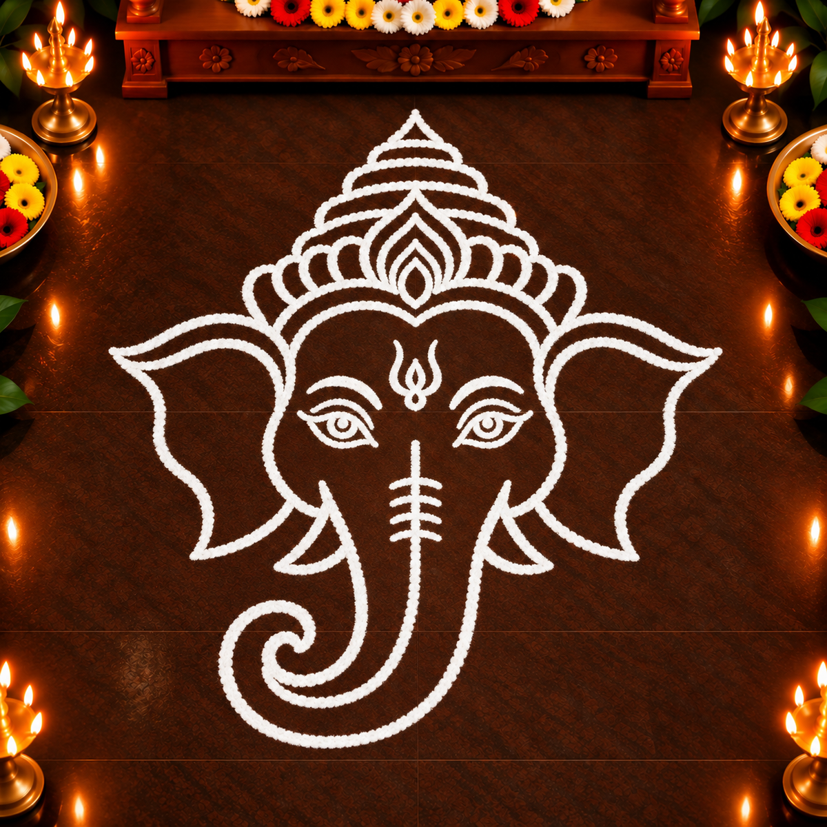 Divine Ganapati Face Flex Stencil | Reusable Temple & Pooja Decoration Template | Unikraf