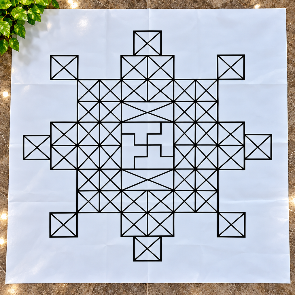 Sarppabali _3.5 Feet _with Kadumthudi Flex Stencil | Traditional Kerala Ritual Kolam Design | Reusable Rangoli Stencil for Pooja, Festivals & Spiritual Decor (Copy)