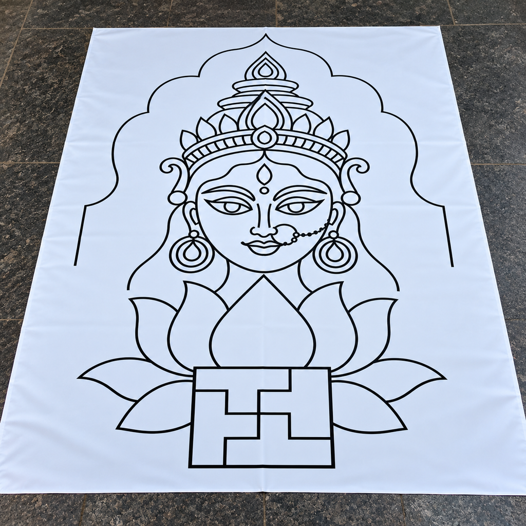 Swasthi Devi Flex Stencil | Traditional Devi Face Design for Pooja & Temple Decorations | Unikraf