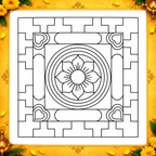 Bhadrakam Flex Stencil _3.5 Feet x3.5 feet| Traditional Floral Mandala Kolam Design | Reusable Rangoli Stencil for Pooja, Festivals & Spiritual Decor