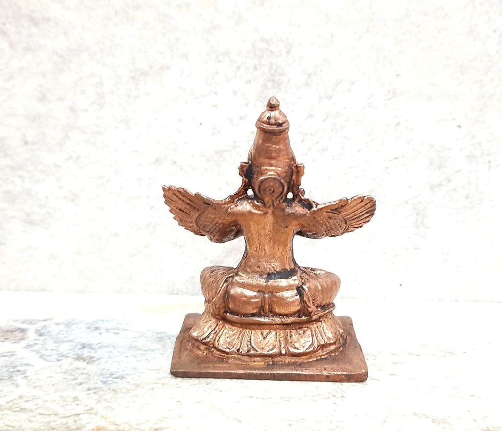 Sacred Garudar Solid Copper Idol – 6.3 cm | 135 Grams | Antique Patina Finish | Handcrafted Temple Murti
