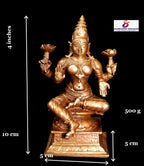 Brown Copper Idols Of Lakshmi, 4 Inches, 500G, Handmade, Pack Of 1 Piece