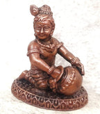 Sacred Bal Krishna (Makhan Chor) Solid Copper Idol – 1.8 Inches | 85 Grams | Antique Patina Finish | Handcrafted Murti