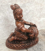 Sacred Bal Krishna (Makhan Chor) Solid Copper Idol – 1.8 Inches | 85 Grams | Antique Patina Finish | Handcrafted Murti