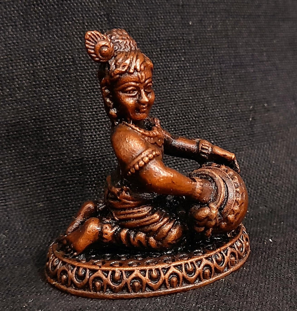 Sacred Bal Krishna (Makhan Chor) Solid Copper Idol – 1.8 Inches | 85 Grams | Antique Patina Finish | Handcrafted Murti