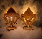 Brownish-Orange Copper Idols Of God Sanghu And Chakram, 1.9 Inch, 62G, Patina Antique Finish, Pack Of 2 Piece