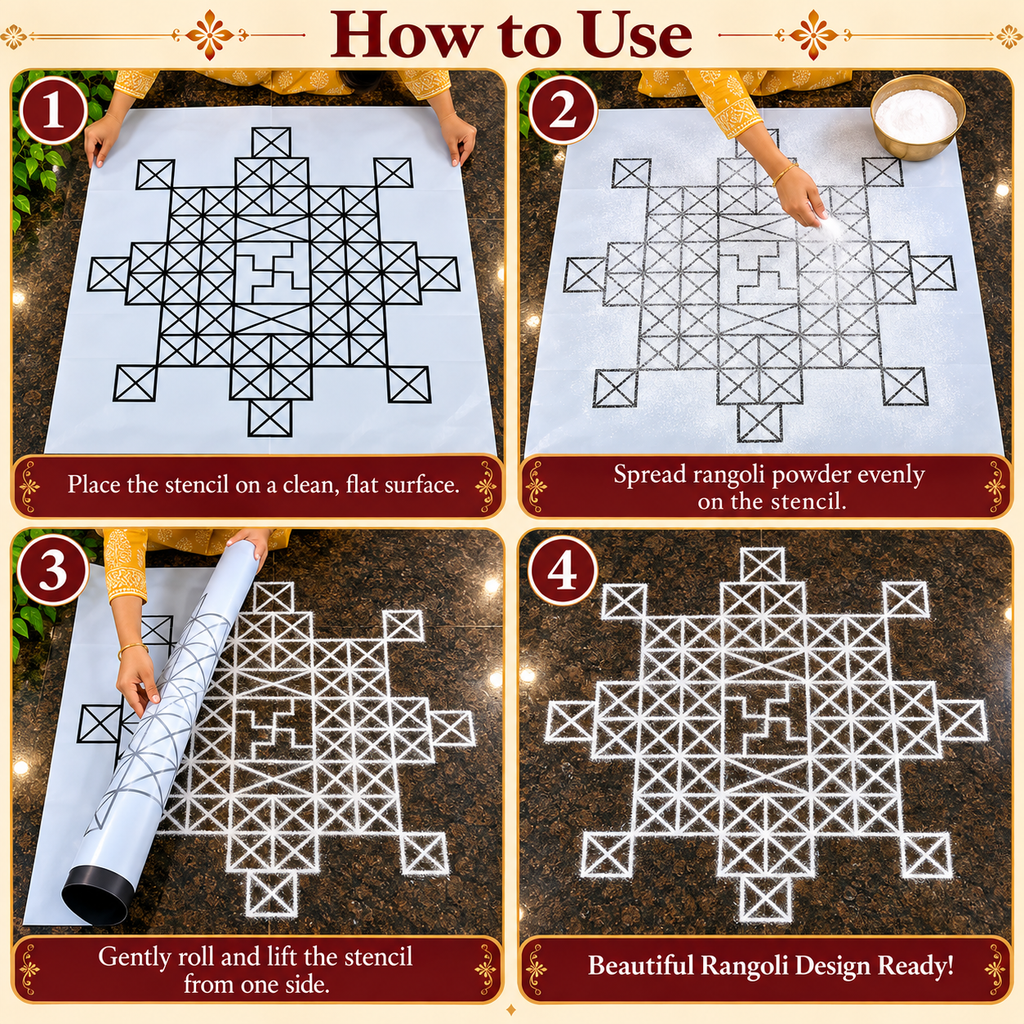 Sarppabali _3.5 Feet _with Kadumthudi Flex Stencil | Traditional Kerala Ritual Kolam Design | Reusable Rangoli Stencil for Pooja, Festivals & Spiritual Decor (Copy)