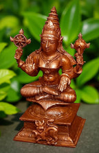 Brownish-Orange Copper Idols Of God Moogambikai, 4 Inch, 430 Gram, Patina Antique Finish, Pack Of 1 Piece